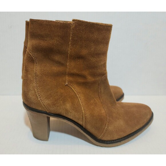 Johnston & Murphy Shoes - Johnston & Murphy Womens Suede Bootie Size 10M Brown Side Zipper Boots Heel 3"